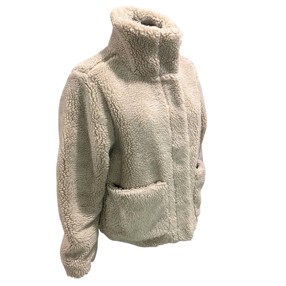 Old Navy Teddy Bear Sherpa Jacket Womens XL Greige Gray Oversized Full Zip Cozy